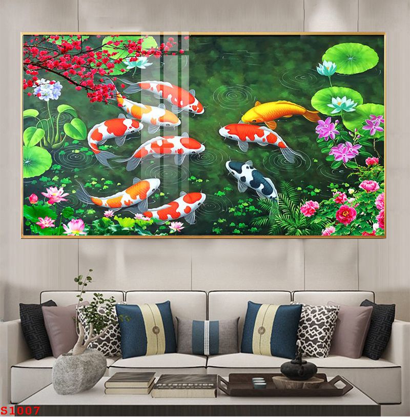 tranh-trang-guong-phong-thuy-ca-chep-hoa-sen-S1007