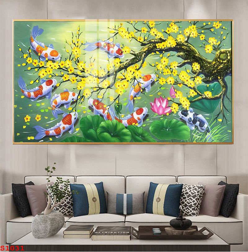 tranh-trang-guong-phong-thuy-ca-chep-hoa-sen-s1031