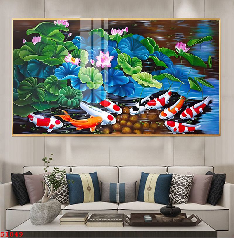 tranh-trang-guong-phong-thuy-ca-chep-hoa-sen-s1049