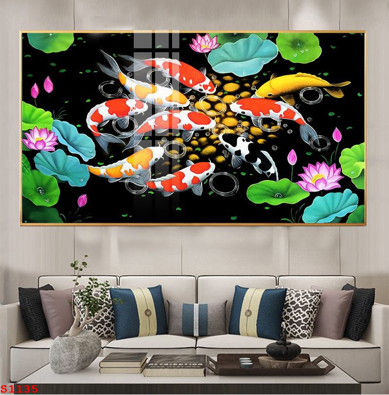 tranh-trang-guong-phong-thuy-ca-chep-hoa-sen-s1135