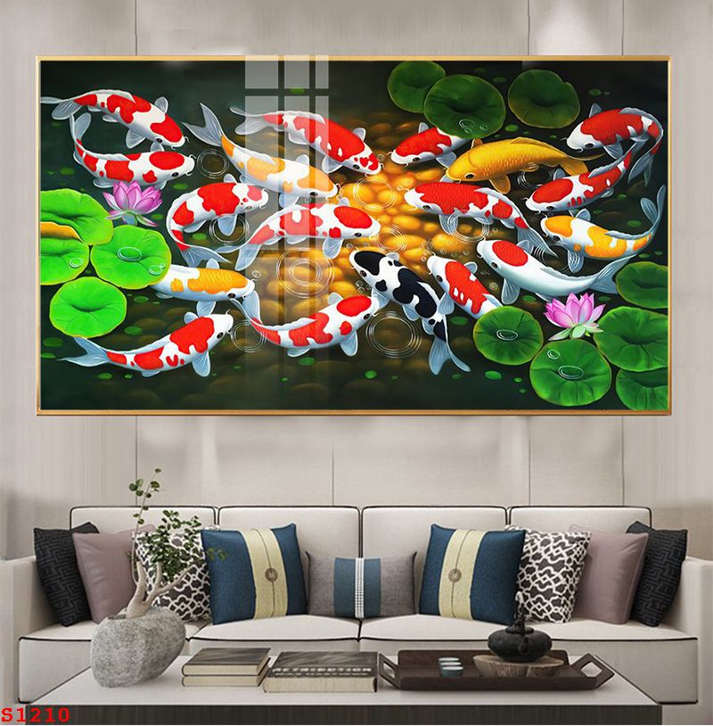 tranh-trang-guong-phong-thuy-ca-chep-hoa-sen-s1210