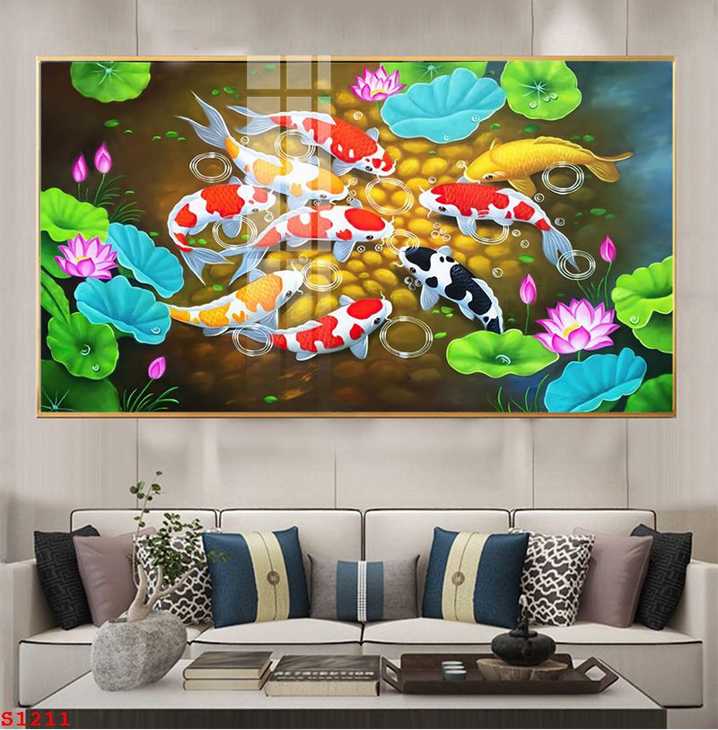 tranh-trang-guong-phong-thuy-ca-chep-hoa-sen-s1211