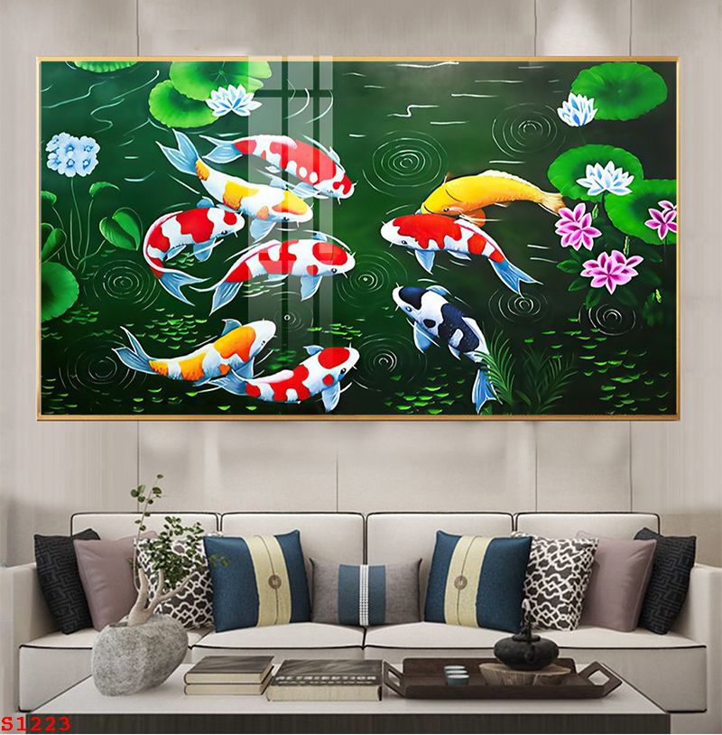 tranh-trang-guong-phong-thuy-ca-chep-hoa-sen-s1223