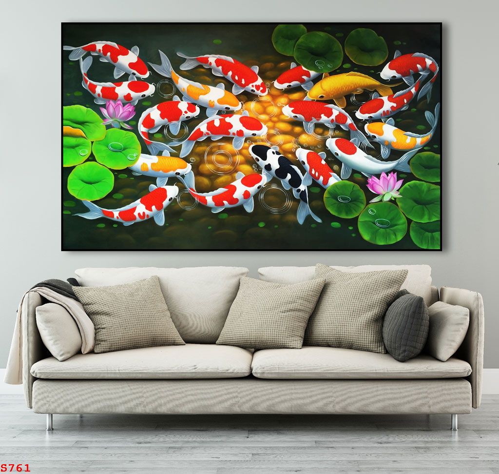 tranh-trang-guong-phong-thuy-ca-chep-hoa-sen-s761