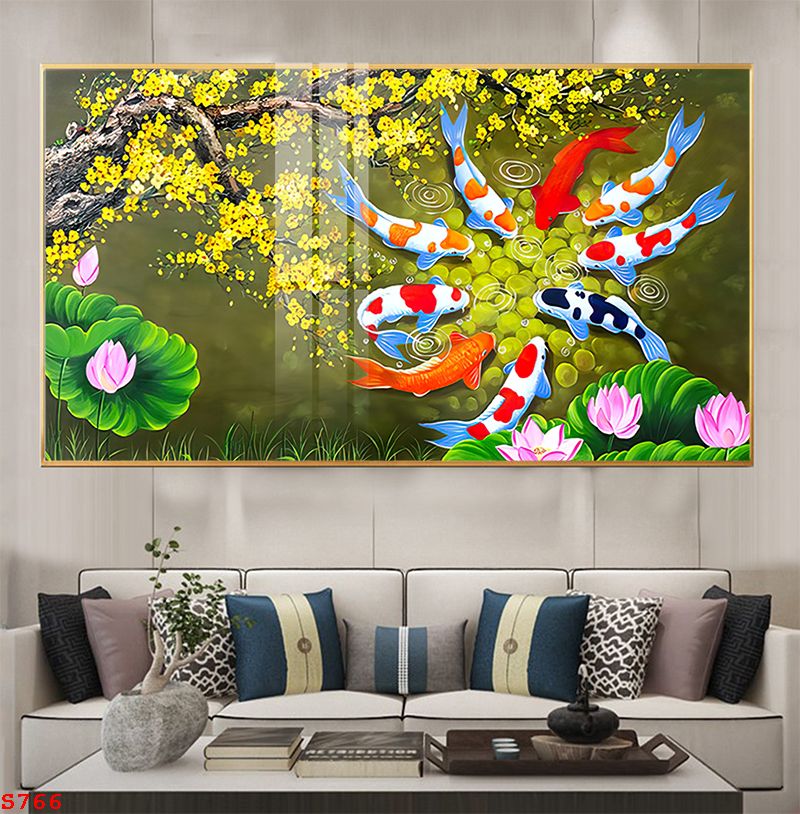 tranh-trang-guong-phong-thuy-ca-chep-hoa-sen-s766