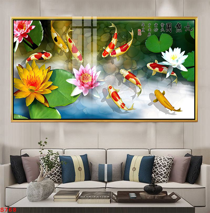 tranh-trang-guong-phong-thuy-ca-chep-hoa-sen-s768