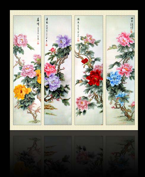 mau-tranh-canvas-tu-quy-bon-mua-hoa-mau-don-63